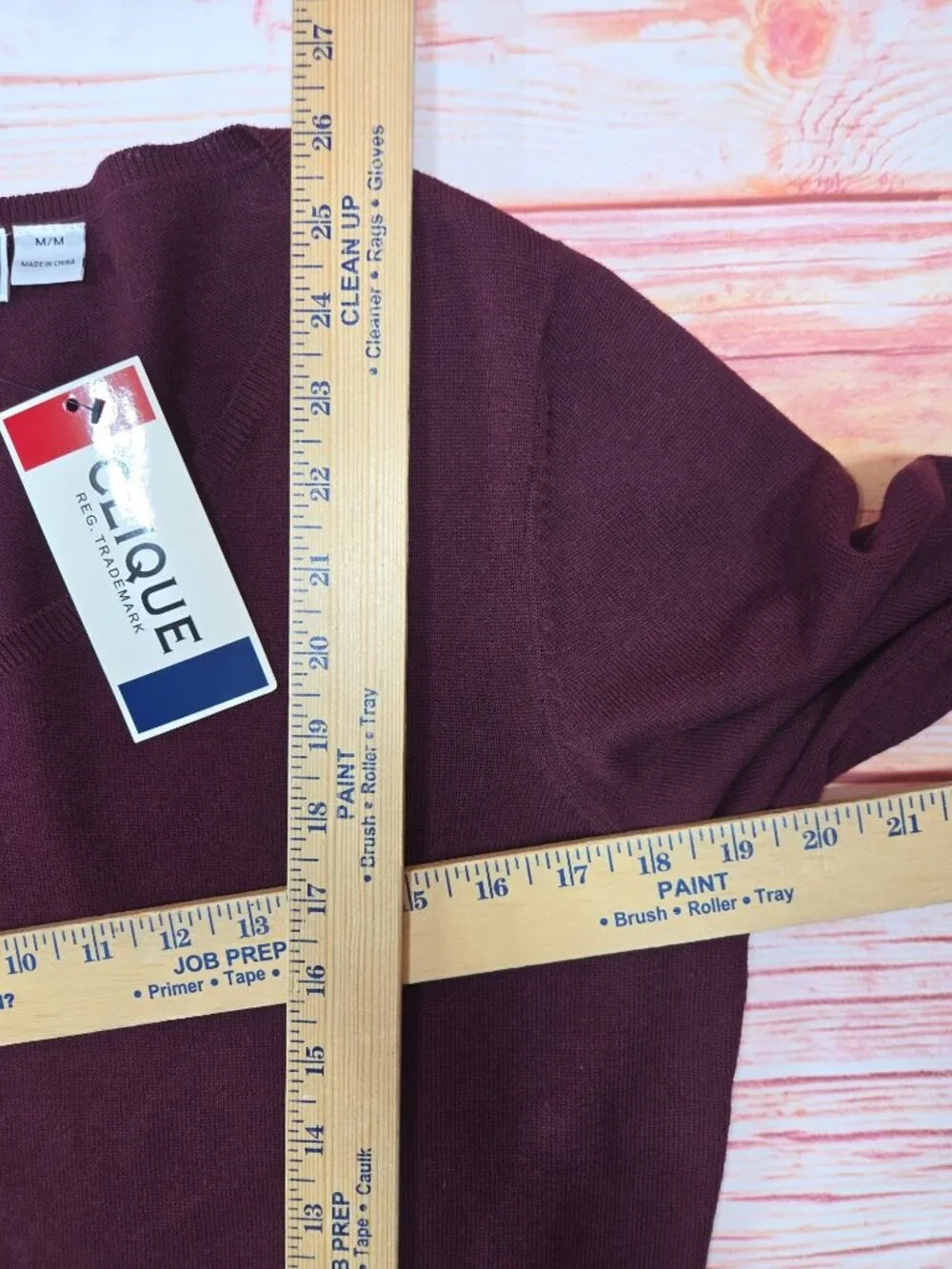 Clique Mens Burgundy V-Neck Lightweight Sweater Medium NWT